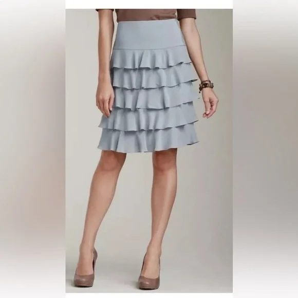 Talbots 100% silk grey ruffle layered skirt - Picture 1 of 5